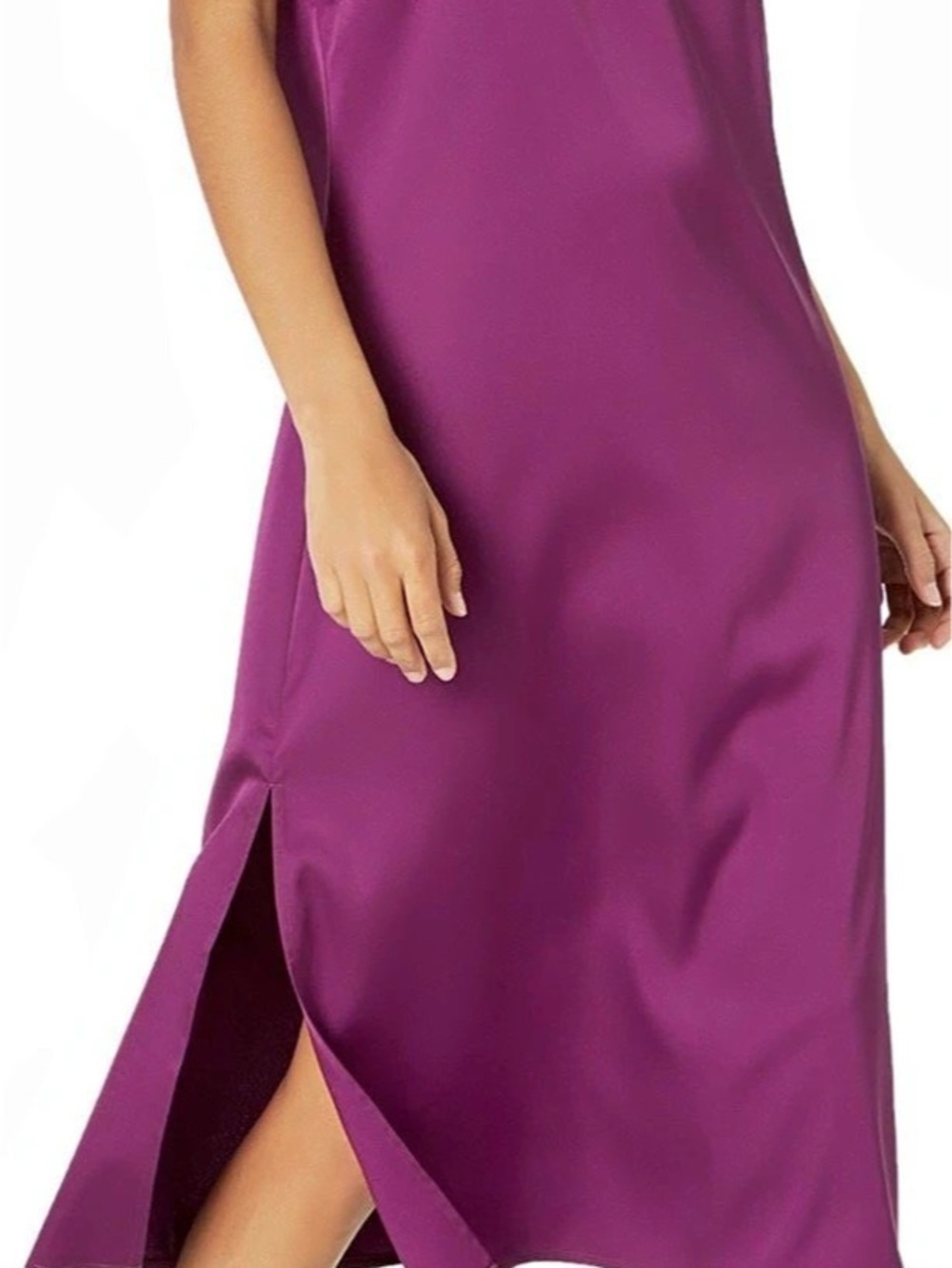 The Drop Ana Slip Dress Satin Midi Purple Large R22